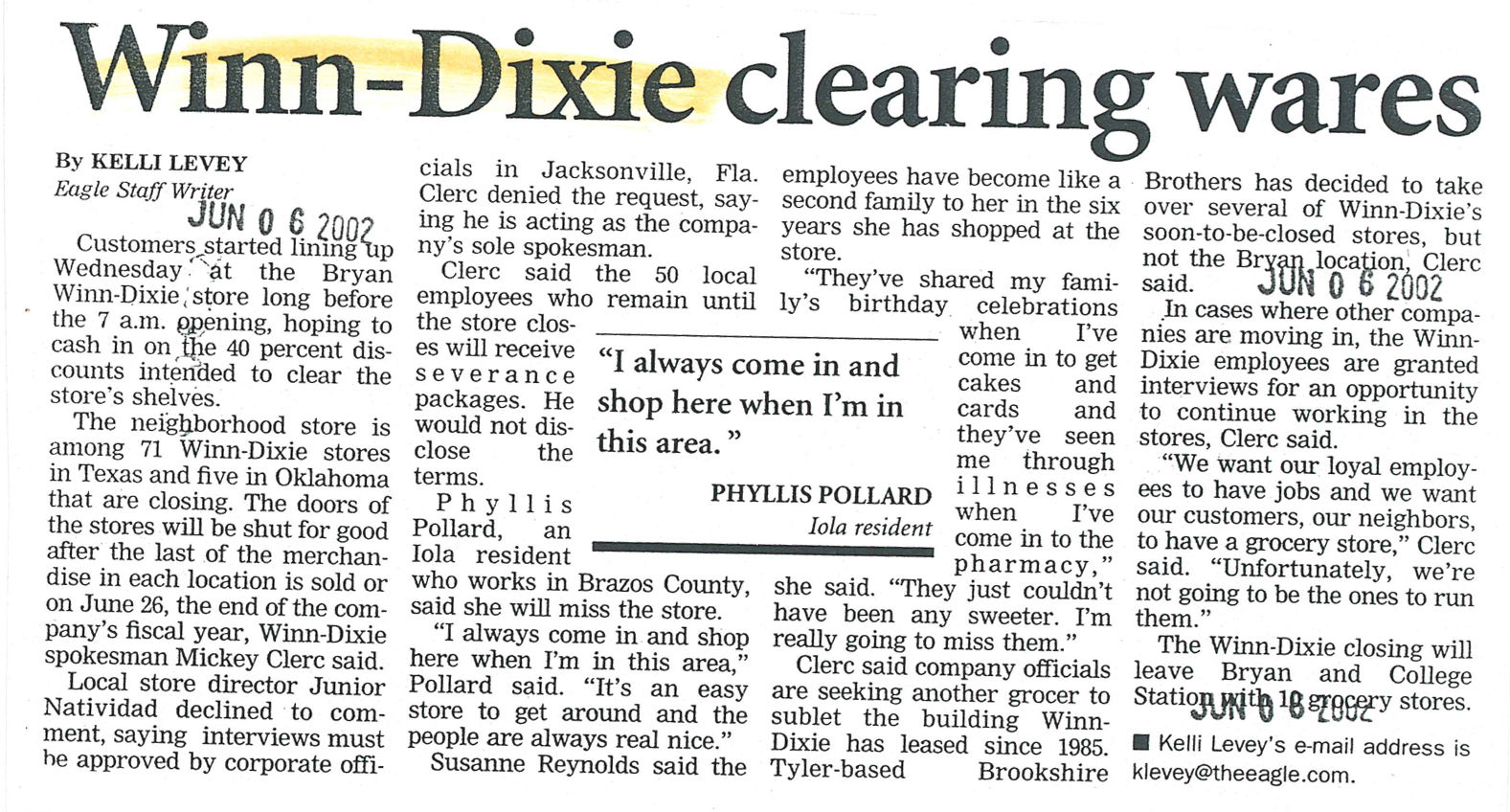 The Eagle Archives: Winn-Dixie